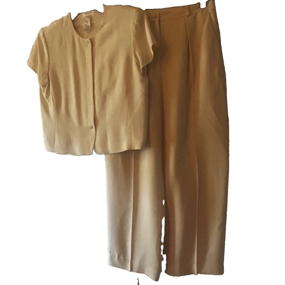 Jones New York Pants - Vintage Jones New York 2-piece Vanilla Cream Silk Suit Old Money Minimalist 14P